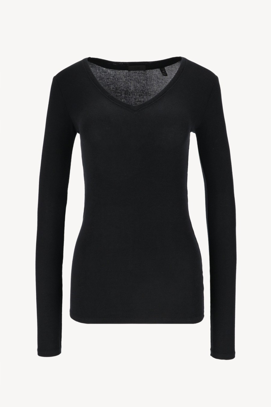 Vetements Anthony Thomas Melillo | T-Shirt Long V Modal Rib En Noir
