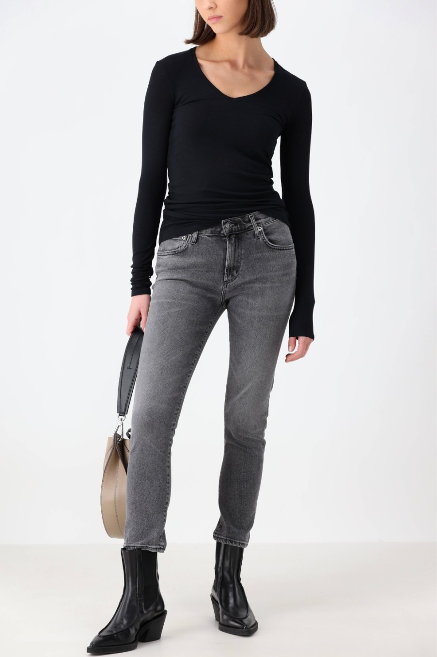Vetements Anthony Thomas Melillo | T-Shirt Long V Modal Rib En Noir