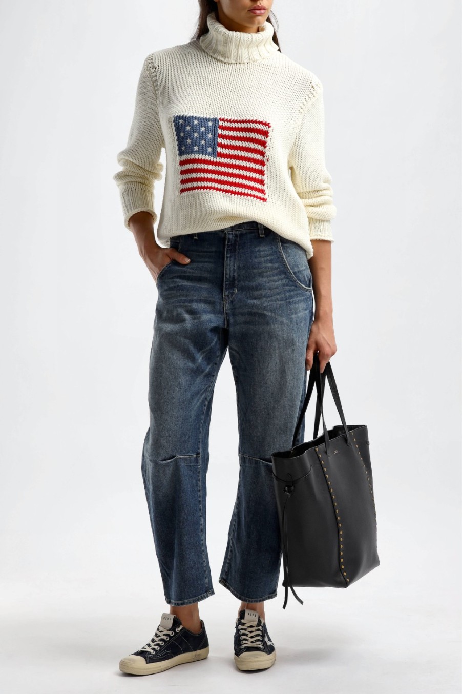 Vetements Denimist | Pullover Drapeau Americain En Ecru
