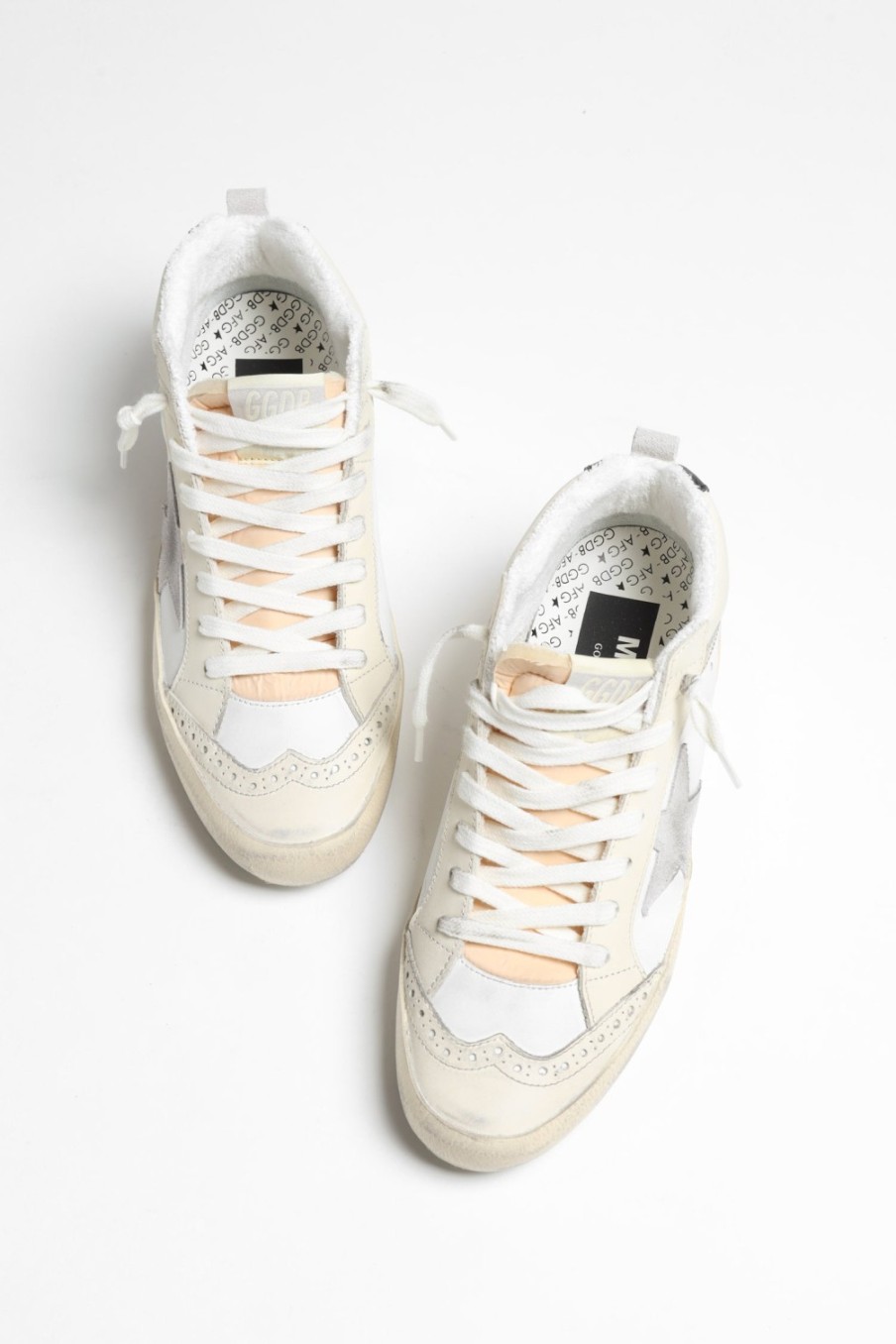 Chaussures Golden Goose | Baskets Mid Star En Ivoire/Lilas/Or