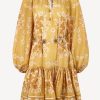 Vetements Zimmermann | Robe Raie Billow En Damas Dore