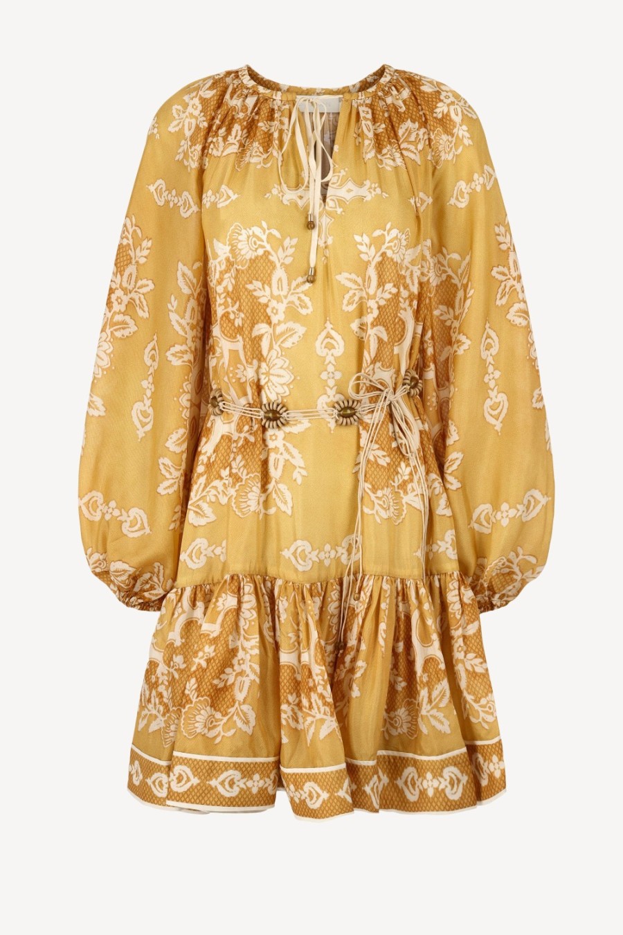 Vetements Zimmermann | Robe Raie Billow En Damas Dore