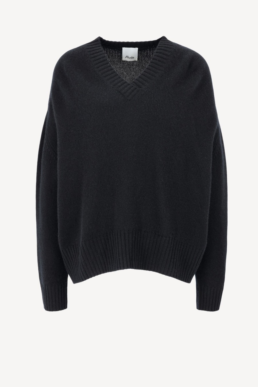 Vetements Allude | Pull Noir Avec Col En V