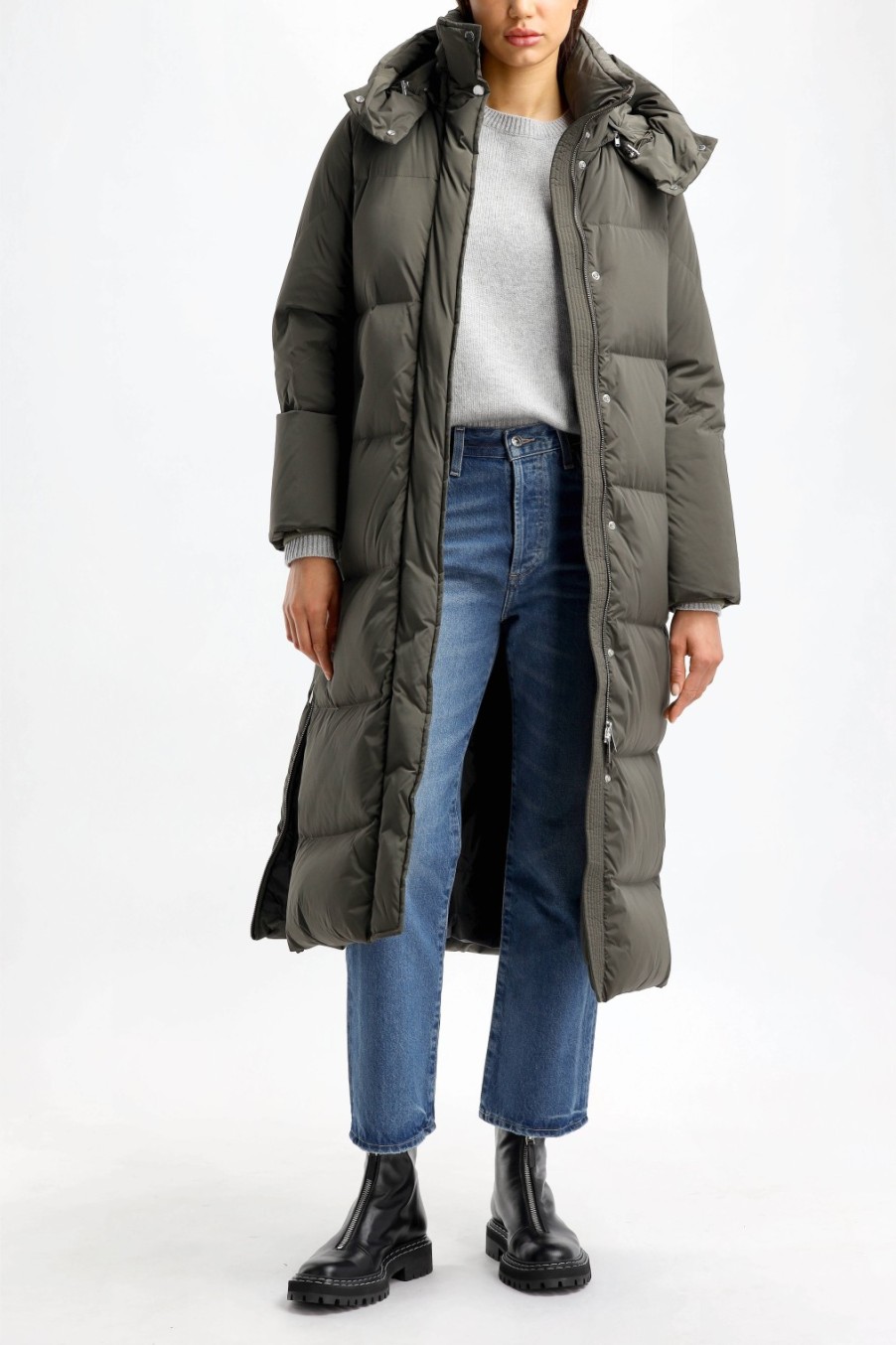 Vetements Woolrich | Parka Aurora Long En Vert Fonce