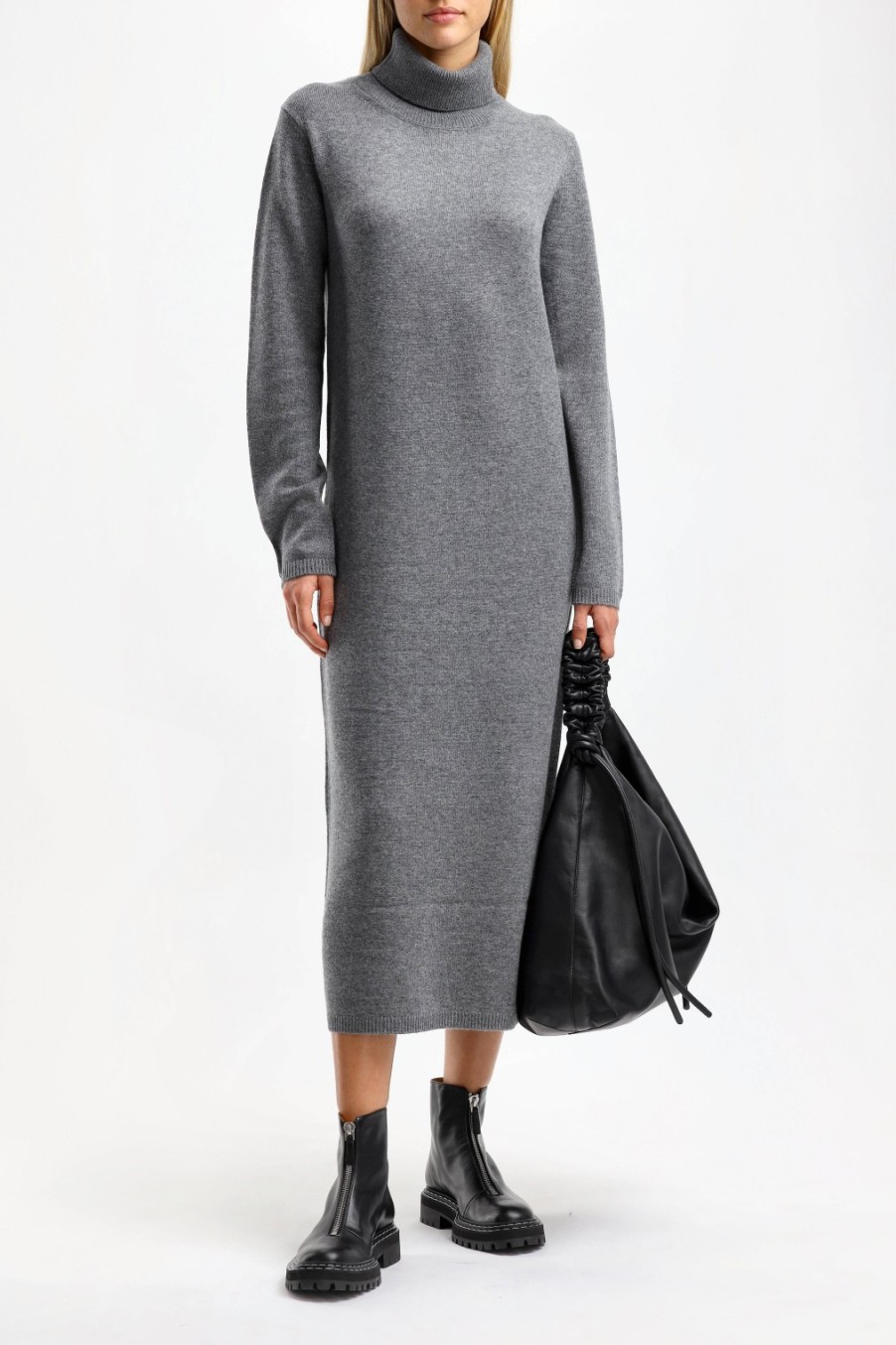 Vetements Closed | Maxi-Robe En Tricot Gris Fonce