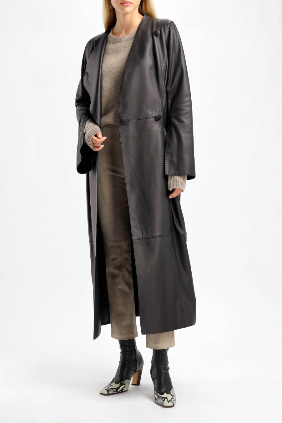 Vetements by Malene Birger | Manteau En Cuir Sirrena En Noir