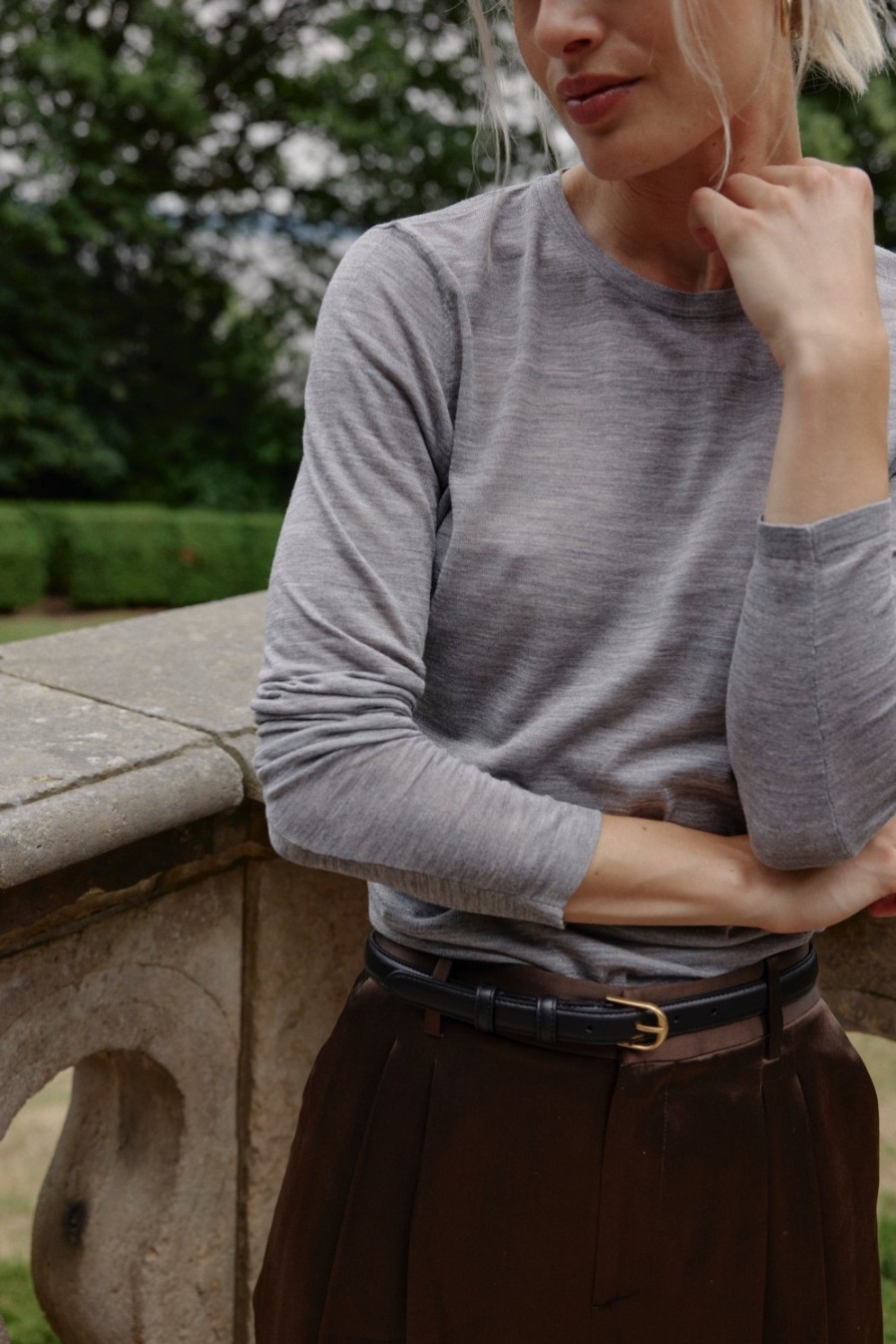 Accessoires Nili Lotan | Ceinture Jane Shiny Brass En Noir