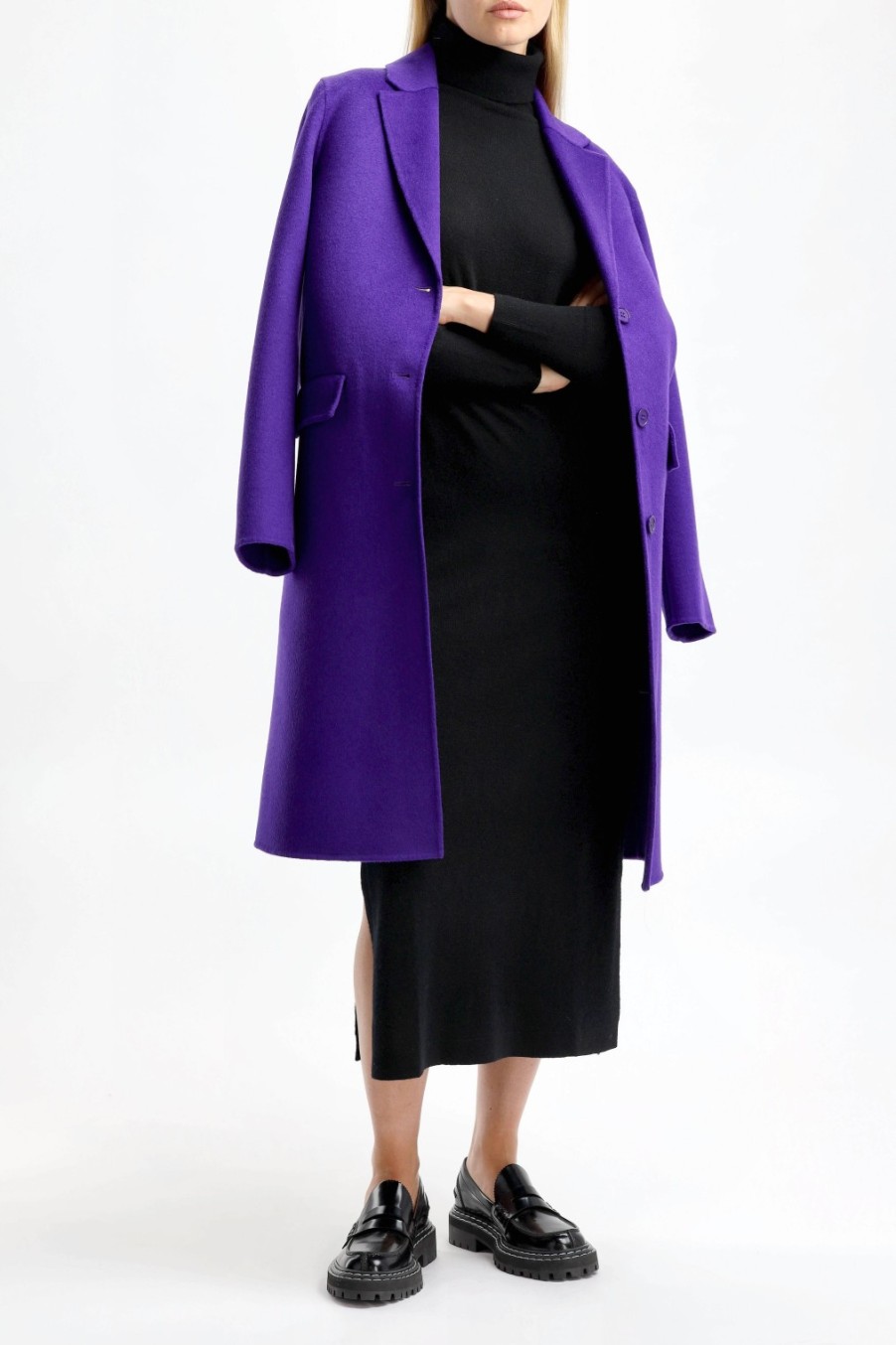 Vetements Allude | Robe En Tricot Noir Avec Col Roule