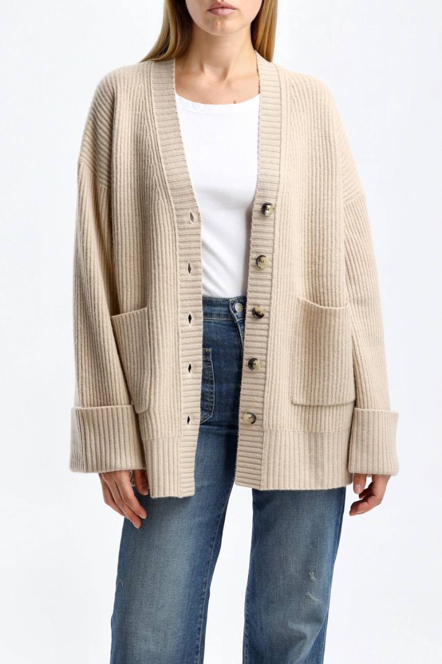 Vetements Allude | Cardigan Midi En Beige Clair