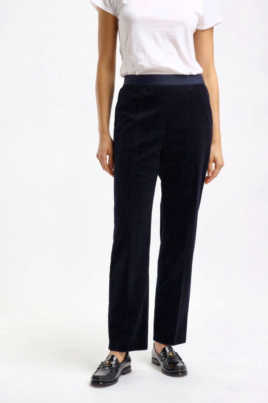 Vetements Agnona | Pantalon En Velours Cotele Fluid In Night