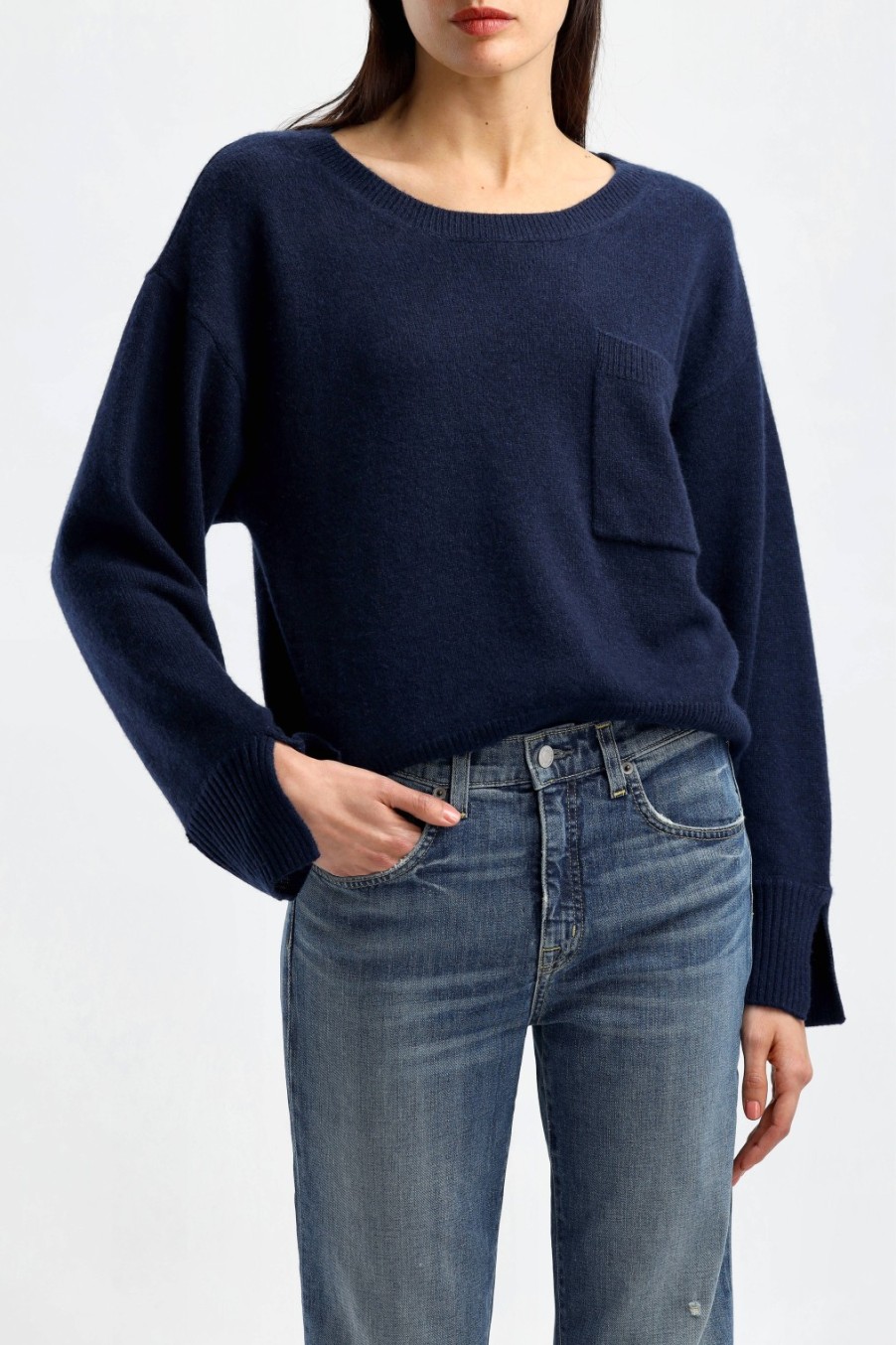 Vetements Ladneri | Pull Pocket En Bleu Marine
