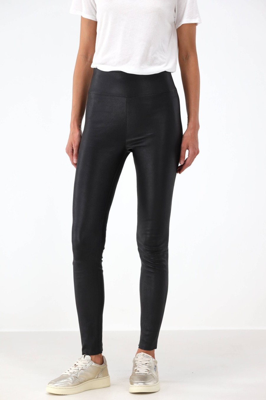 Vetements SPRWMN | Leggings En Cuir High Waist Ankle En Noir