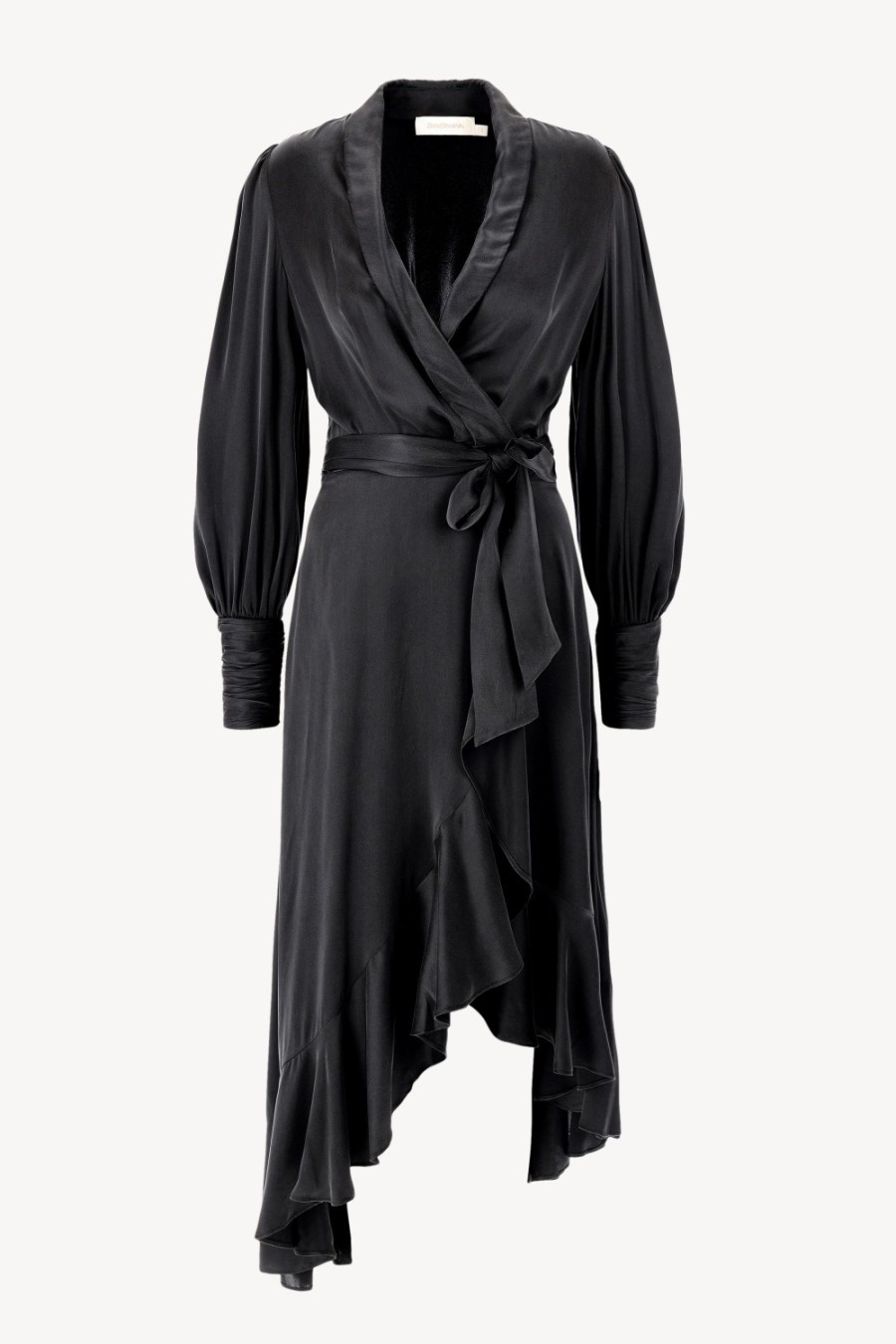 Vetements Zimmermann | Silk Wrap Midi Dress En Noir