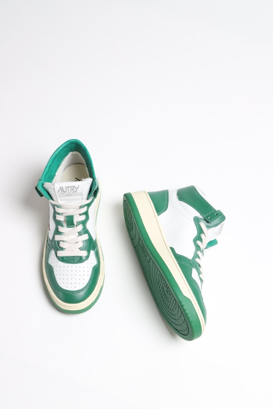 Chaussures Autry | Baskets Bicolor Up Mid En Blanc/Vert