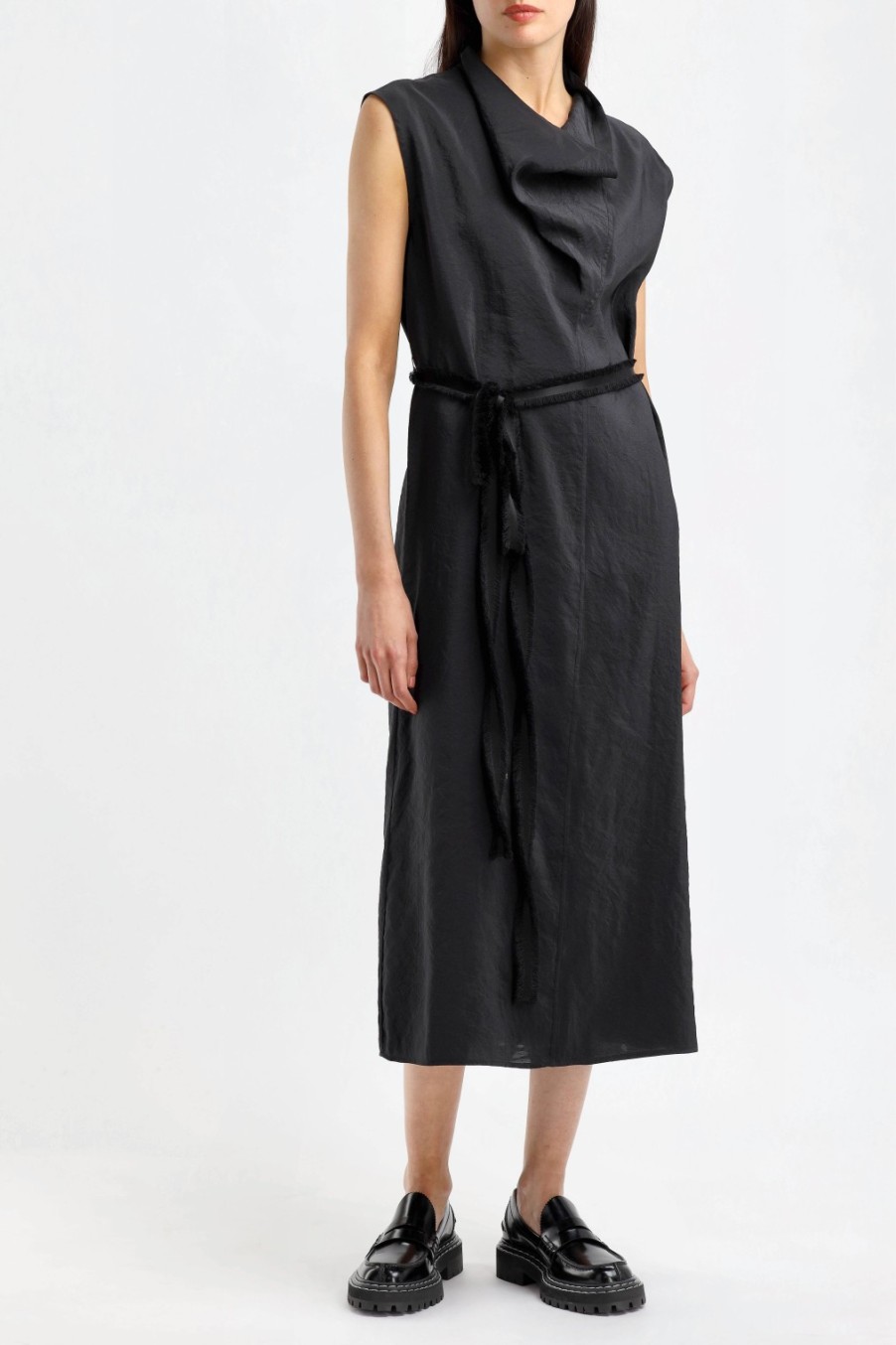 Vetements Toteme | Robe Noire A Col Plie