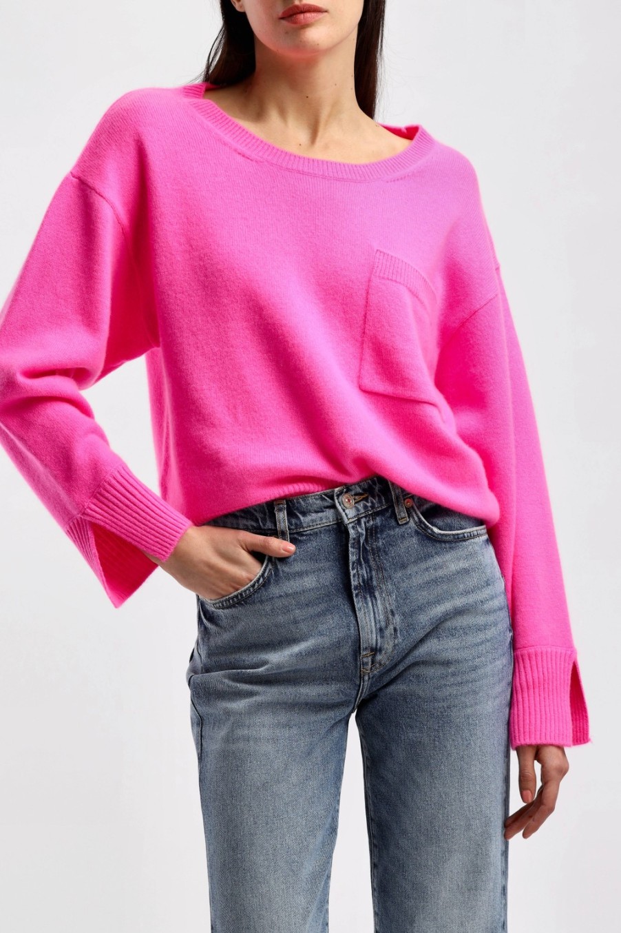 Vetements Ladneri | Pull Pocket En Rose Fluo