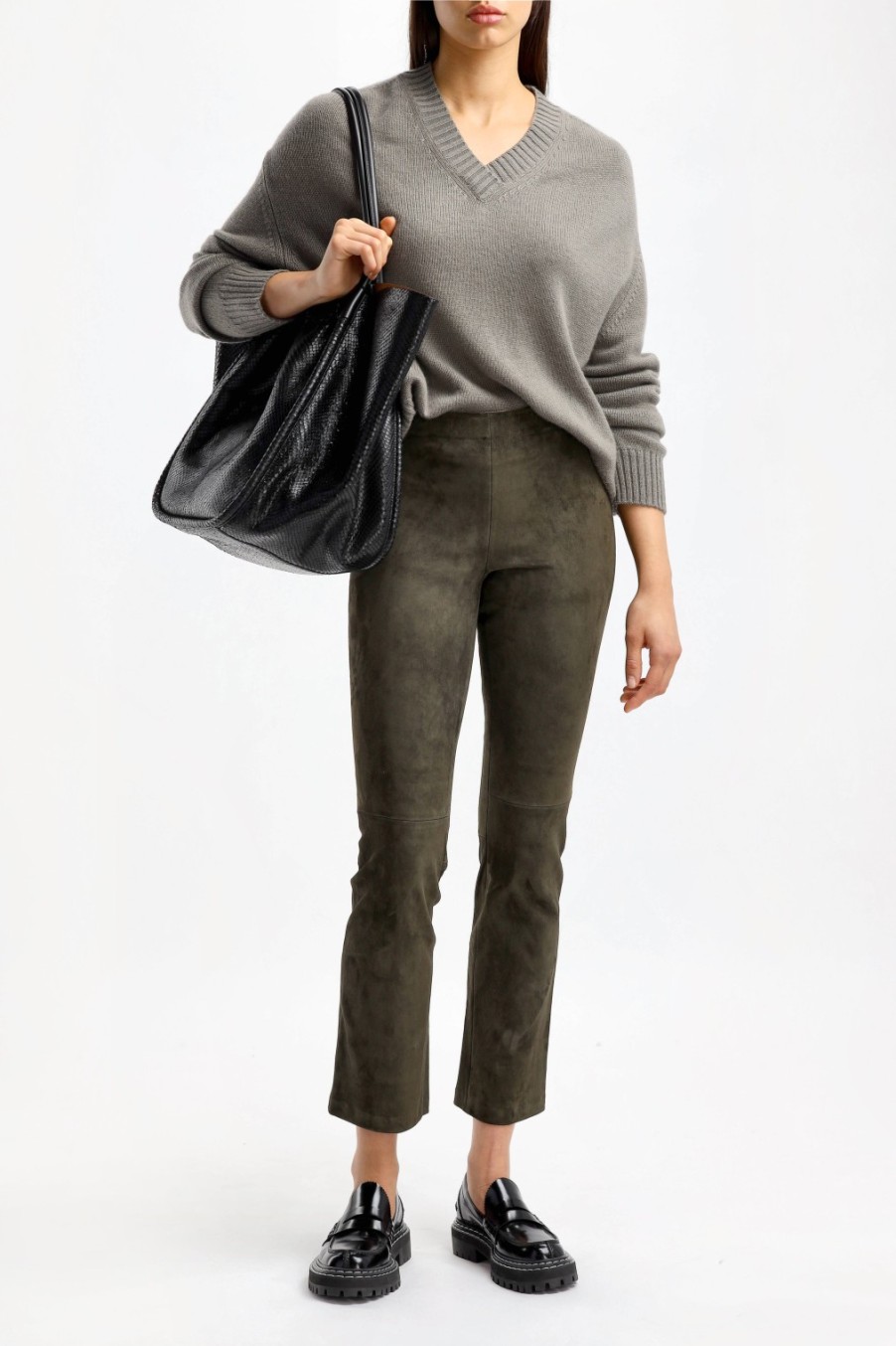 Vetements Allude | Pull A Col En V Taupe
