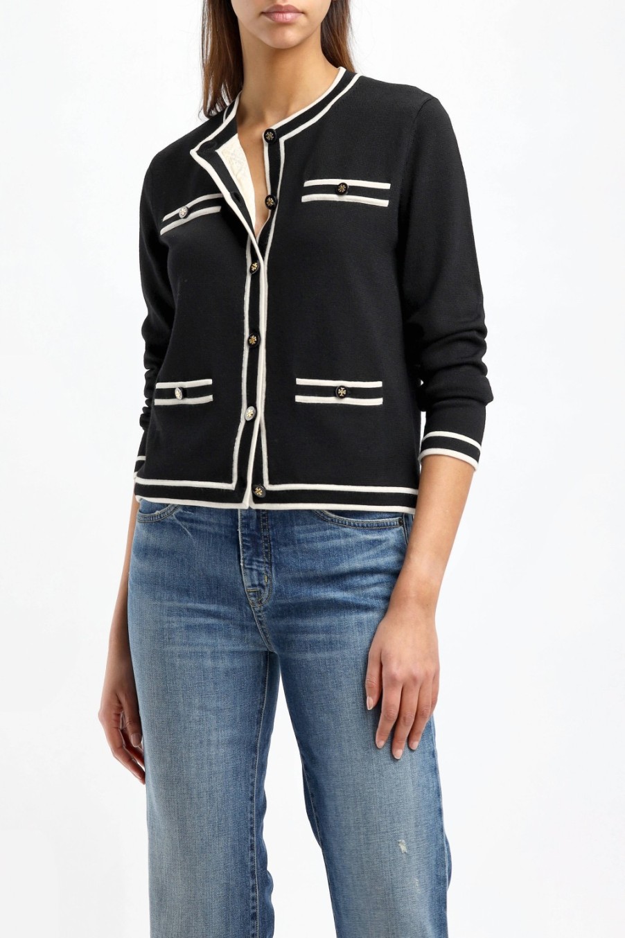 Vetements Tory Burch | Cardigan Kendra En Noir/Francais