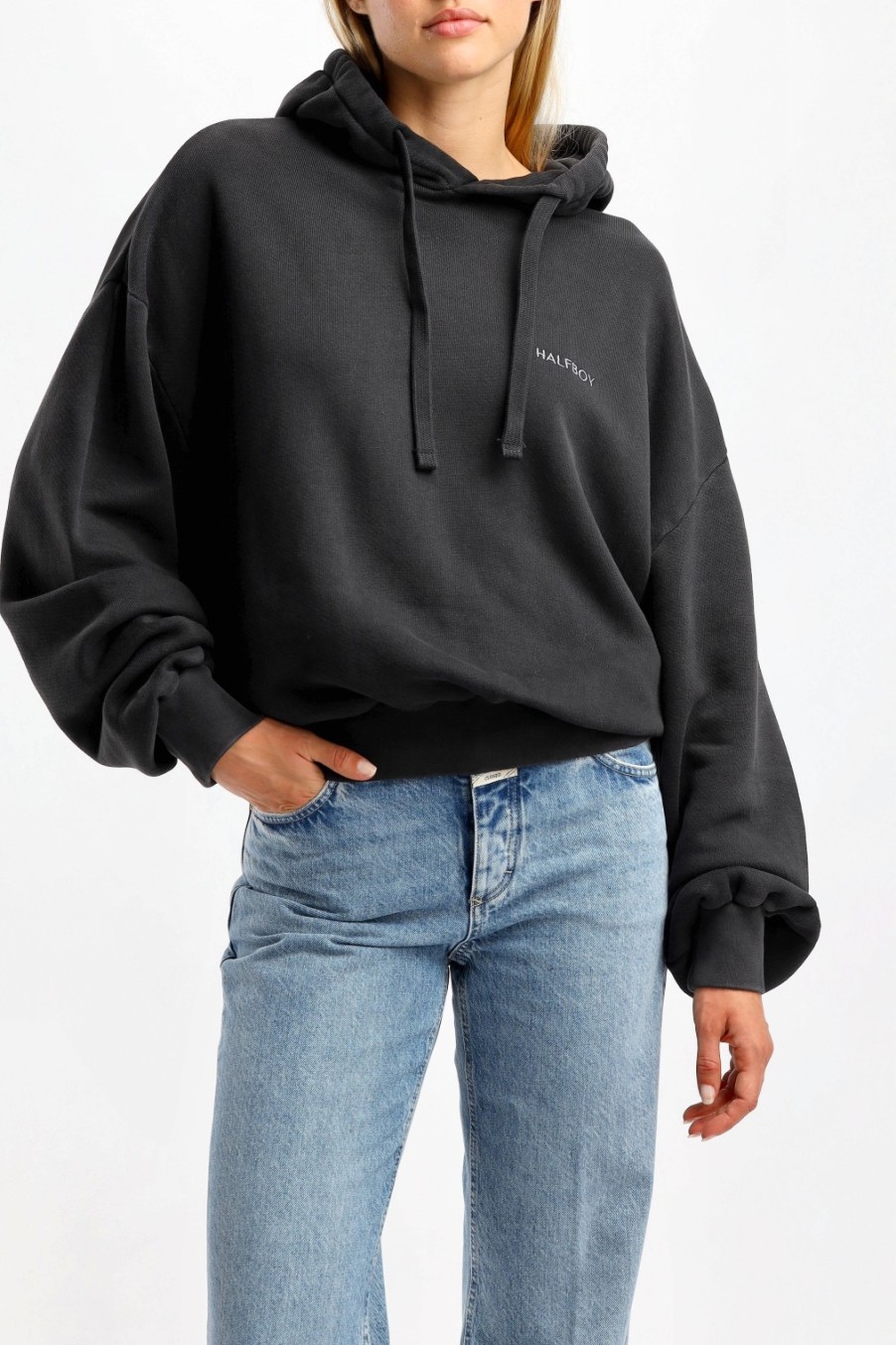 Vetements Halfboy | Hoodie Fleece Crop En Noir