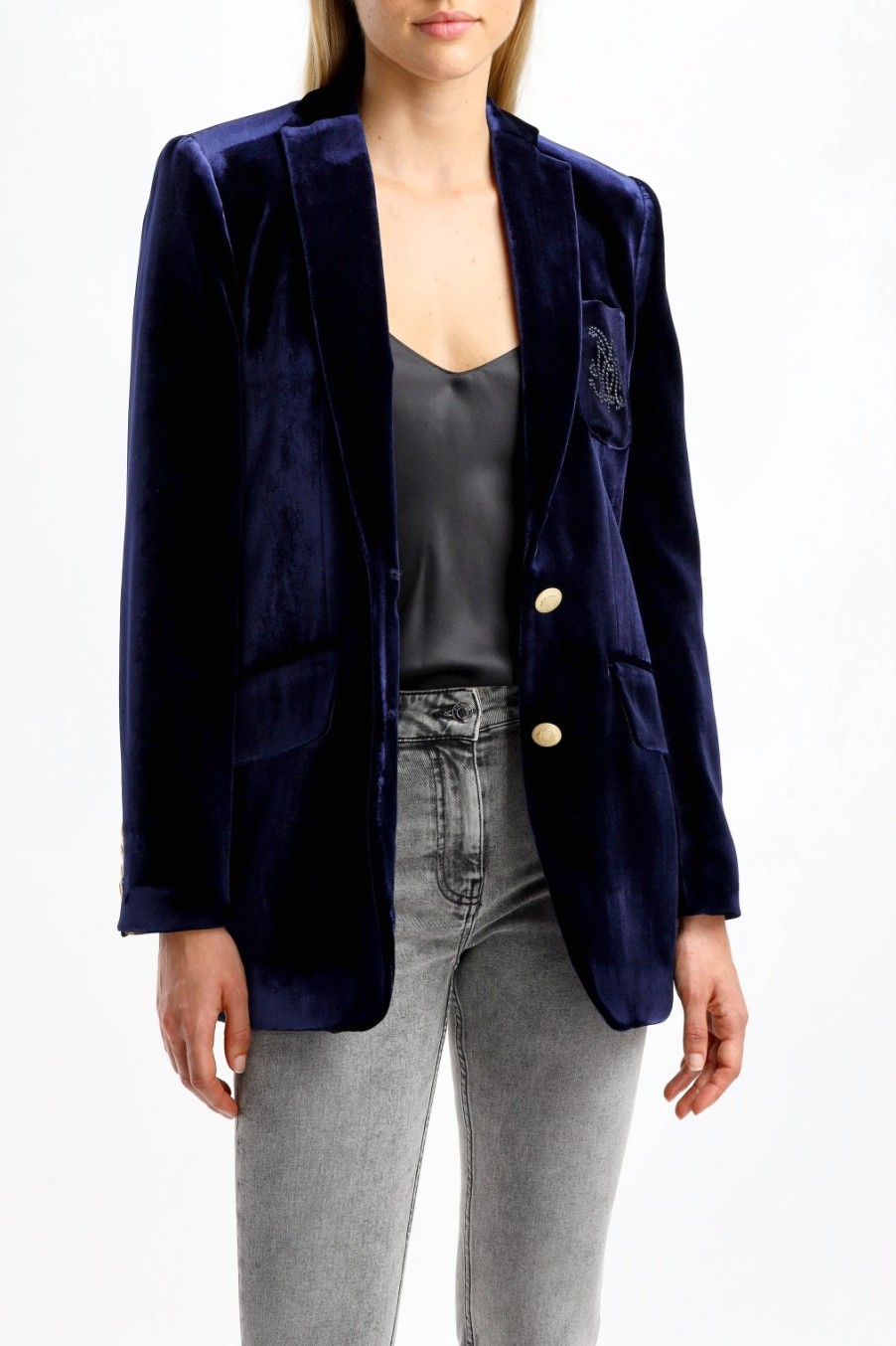 Vetements DMN | Blazer En Velours Armanda En Marine