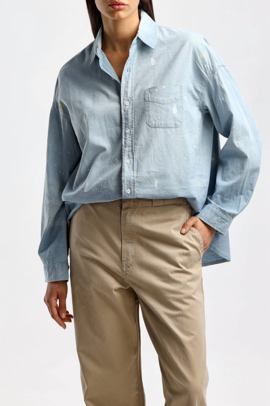 Vetements R13 | Blouse Boxy Button Up En Bleu Vintage