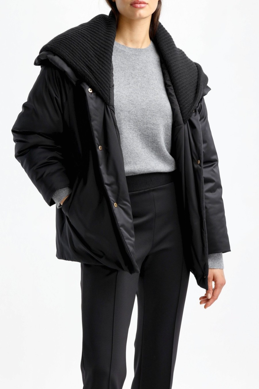 Vetements Agnona | Veste Caban Glossy En Noir