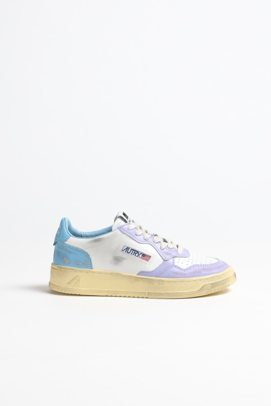 Chaussures Autry | Baskets Super Vintage En Blanc/Lavande/Azur