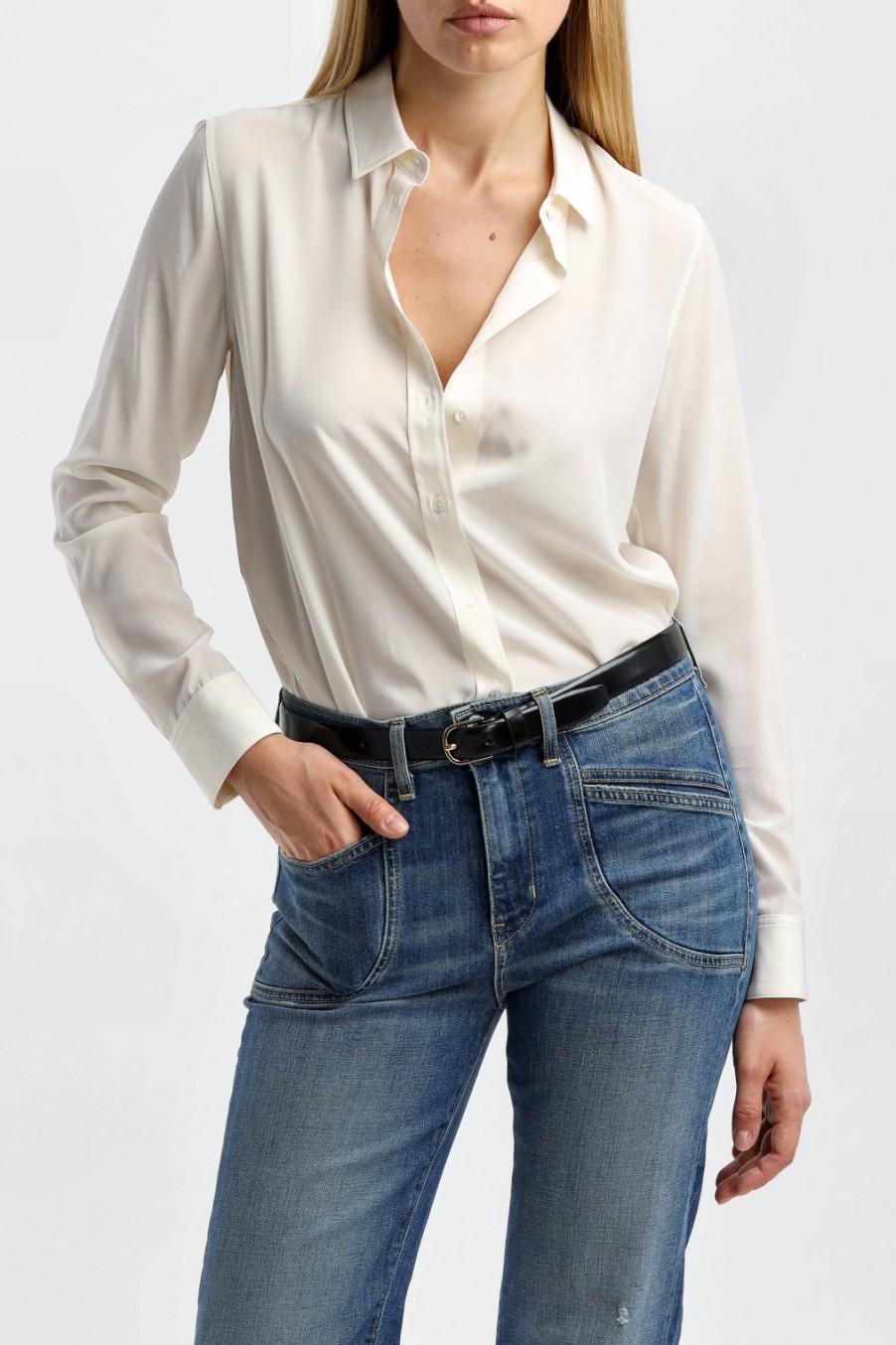 Vetements Nili Lotan | Blouse Gaia Slim En Ivoire