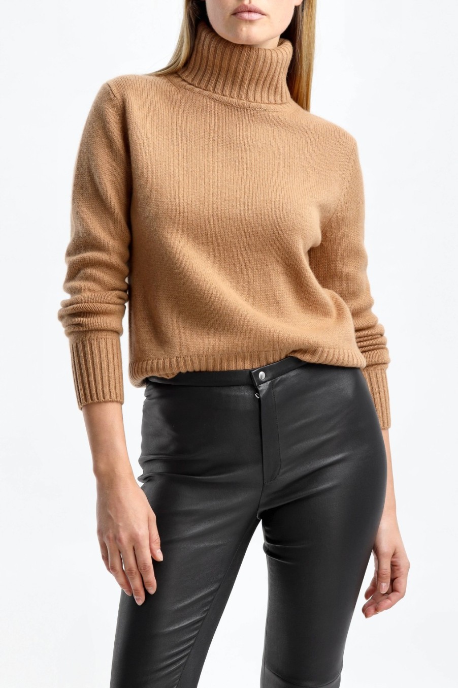 Vetements Allude | Pull A Col Roule Camel