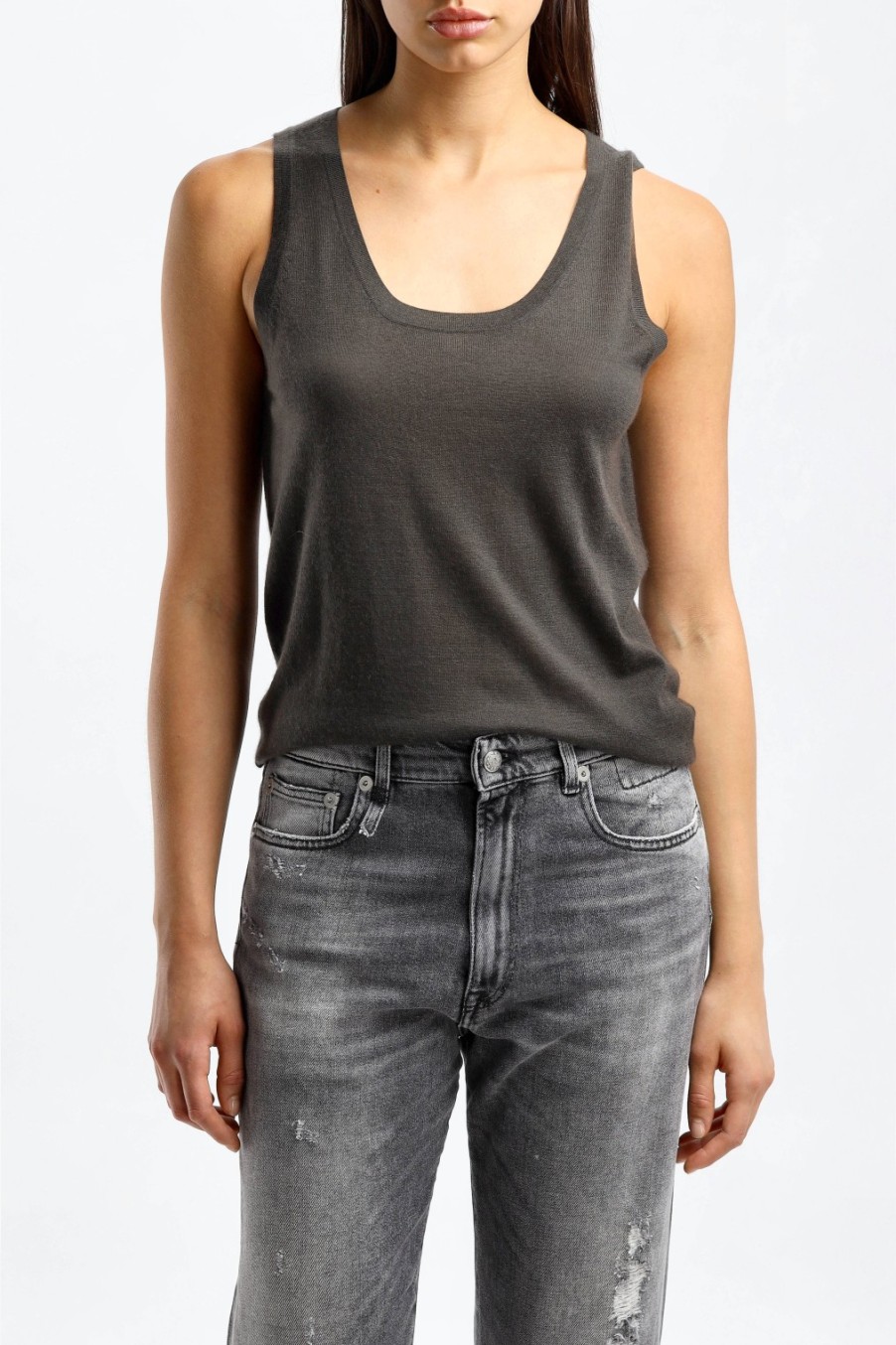 Vetements Frenckenberger | Debardeur Short Big In Black Olive