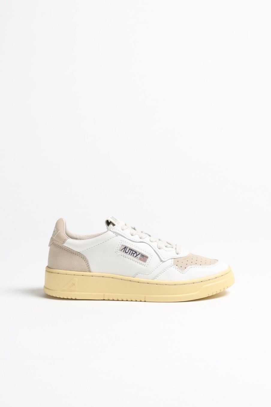 Chaussures Autry | Baskets 01 Low Suede En Blanc/Sable