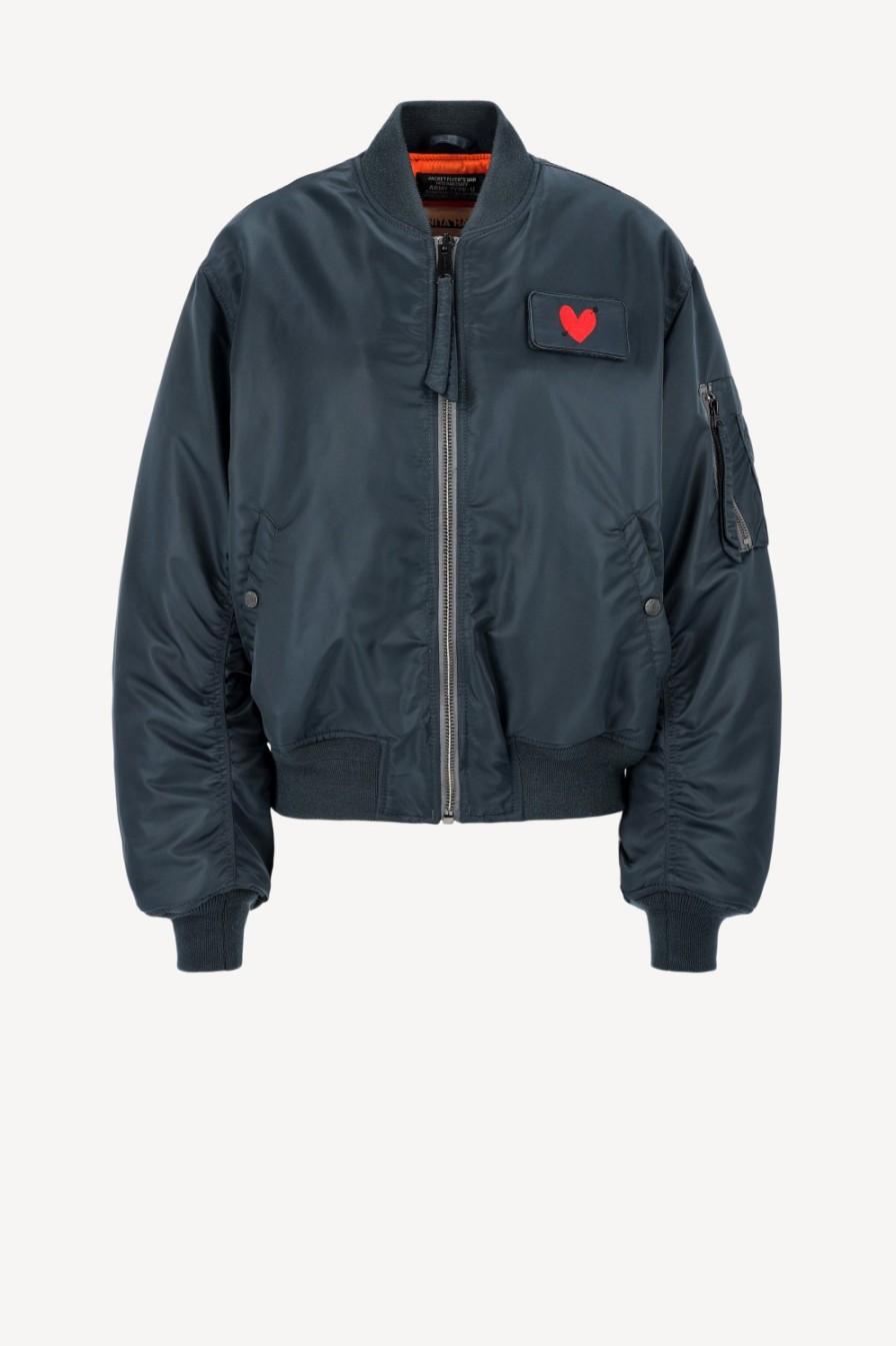 Vetements Schott x Anita Hass | Veste Airforce 90S 'Heart' En Bleu Marine