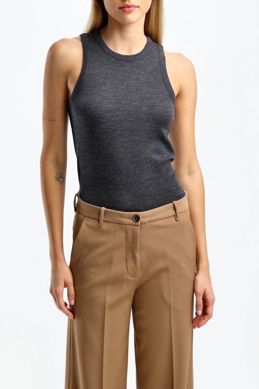 Vetements Vince | Debardeur Col Haut En Charcoal