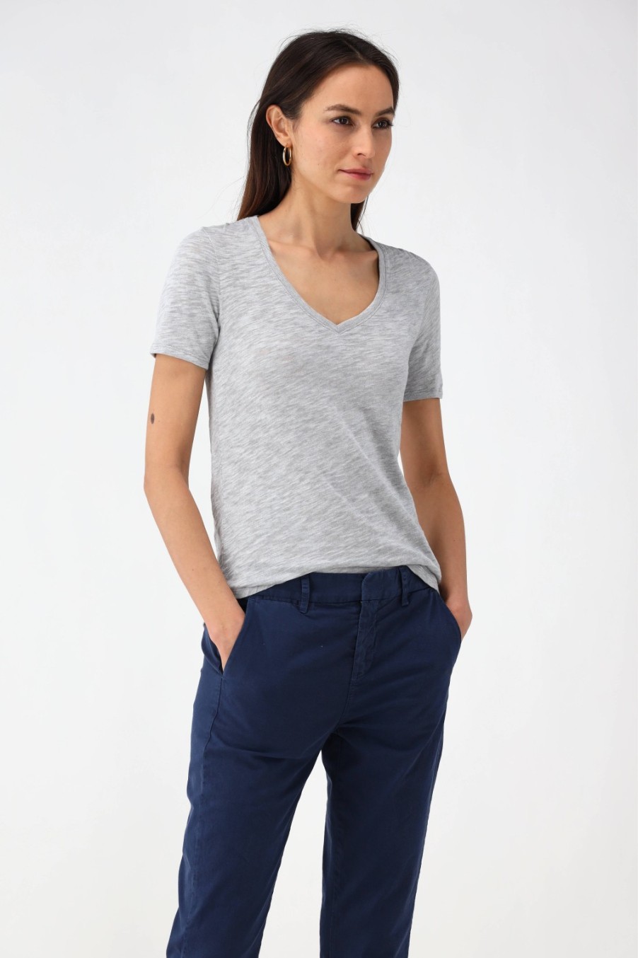 Vetements Anthony Thomas Melillo | T-Shirt Classic V En Gris Clair