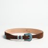 Accessoires Silver Ostrich | Ceinture Turquoise Suede En Marron