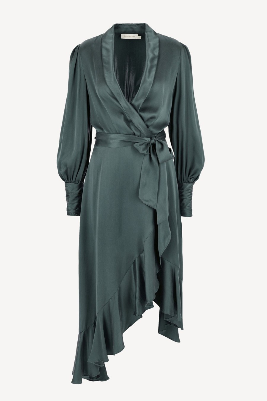 Vetements Zimmermann | Robe En Soie Wrap Midi Vert Fonce