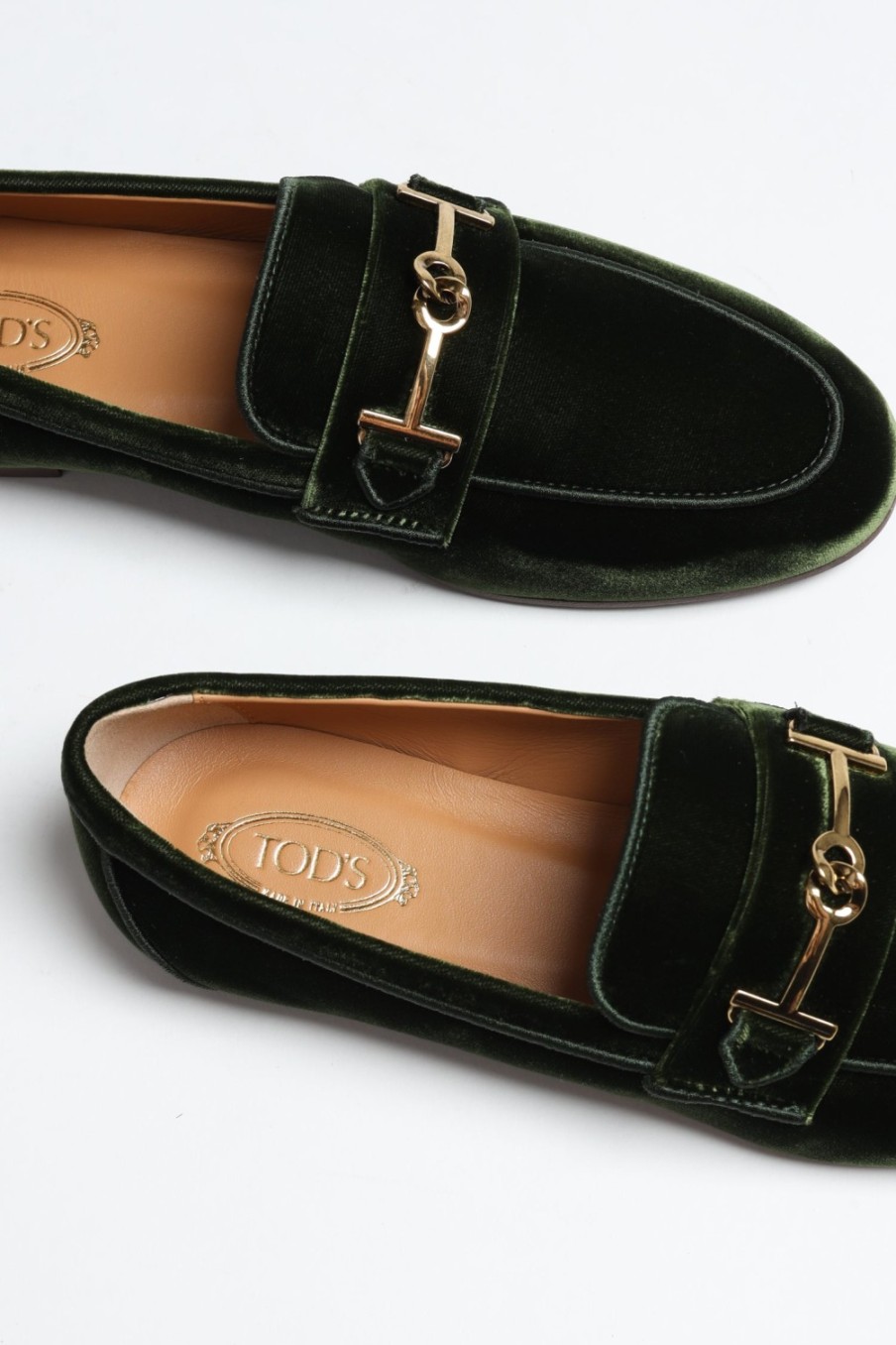 Chaussures Tod's | Loafer En Velours Double T Vert Fonce