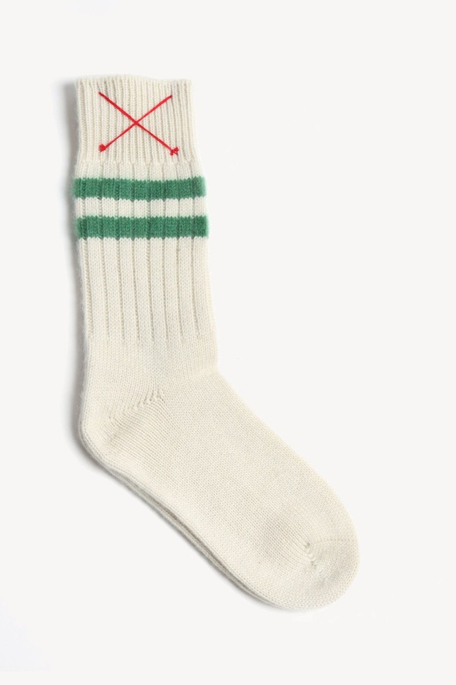 Accessoires Mell-o | Chaussettes En Cachemire Sport In Blanc Casse/Vert