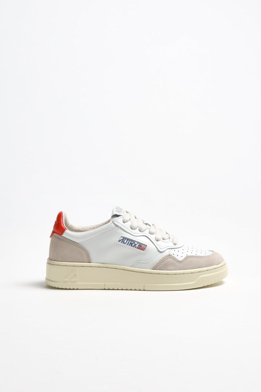 Chaussures Autry | Baskets 01 Low Suede En Blanc/Orange