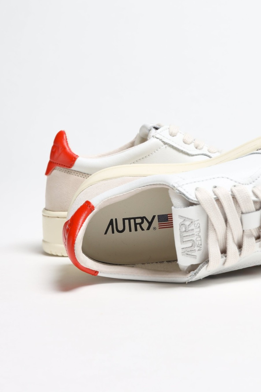 Chaussures Autry | Baskets 01 Low Suede En Blanc/Orange