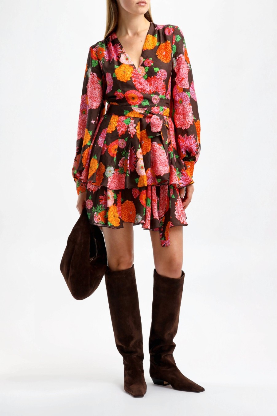 Vetements La Double J | Robe Portefeuille Jacquard En Chocolat