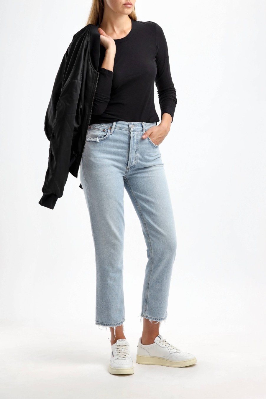 Vetements James Perse | T-Shirt Manches Longues Crew En Noir