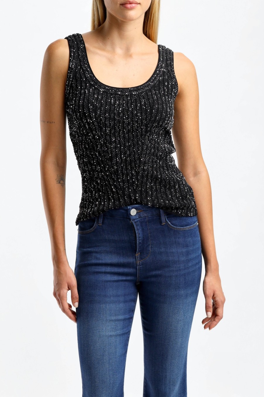 Vetements Missoni | Top En Tricot A Paillettes Noir/Argente