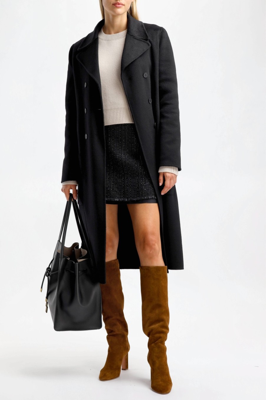 Vetements Lanvin | Manteau Double Mid En Noir