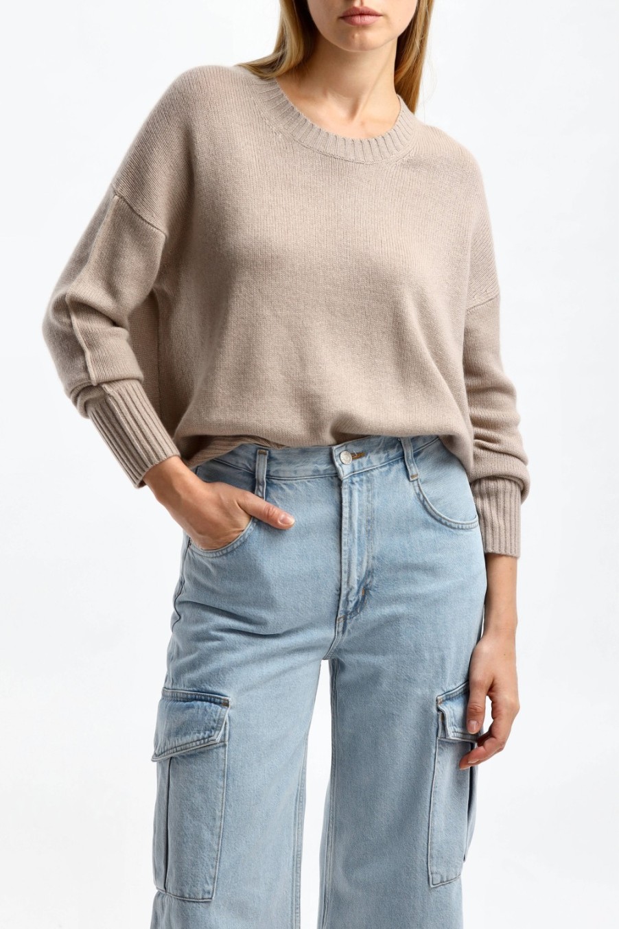 Vetements Allude | Pull Ras Du Cou Beige