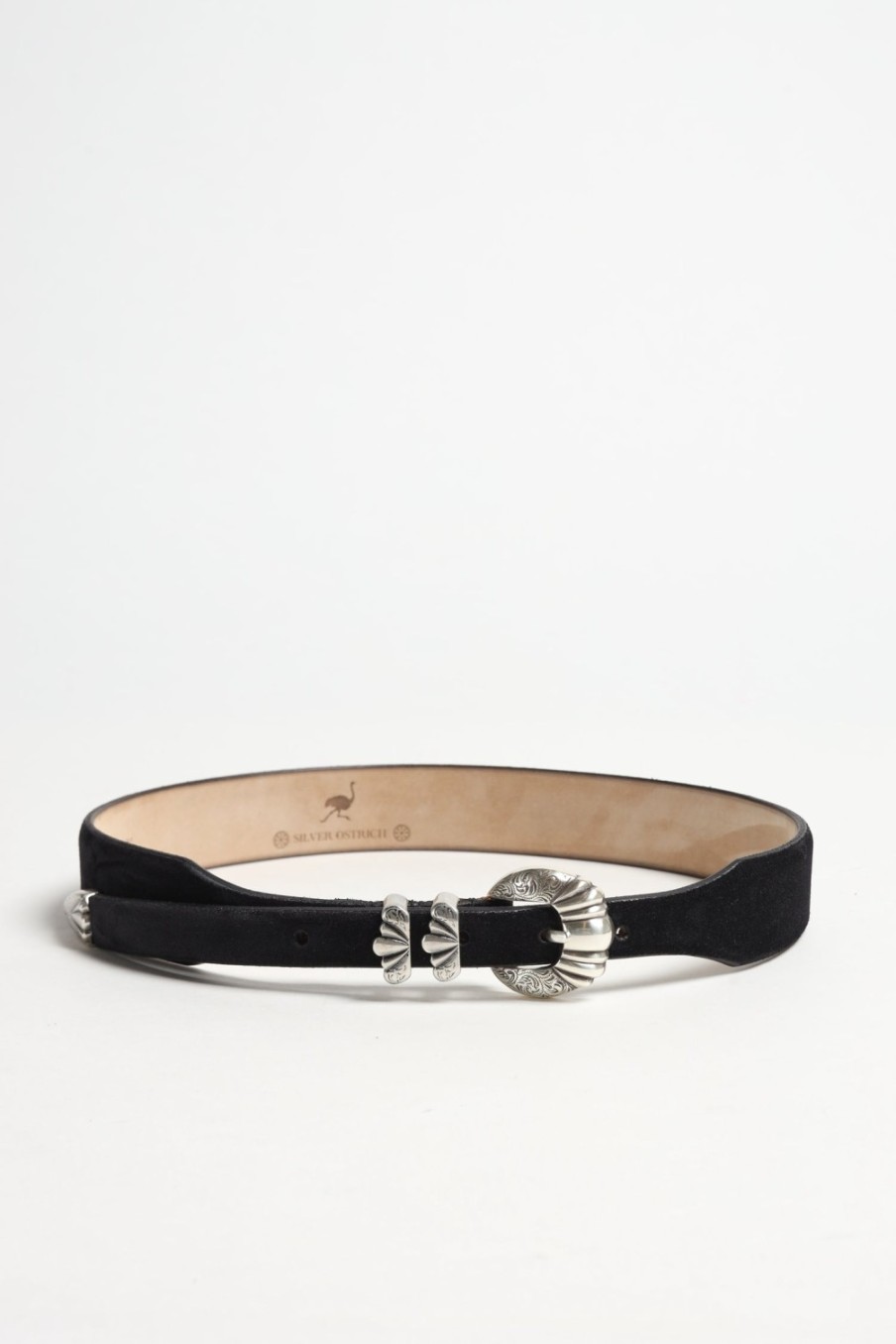 Accessoires Silver Ostrich | Ceinture Versailles Suede En Noir
