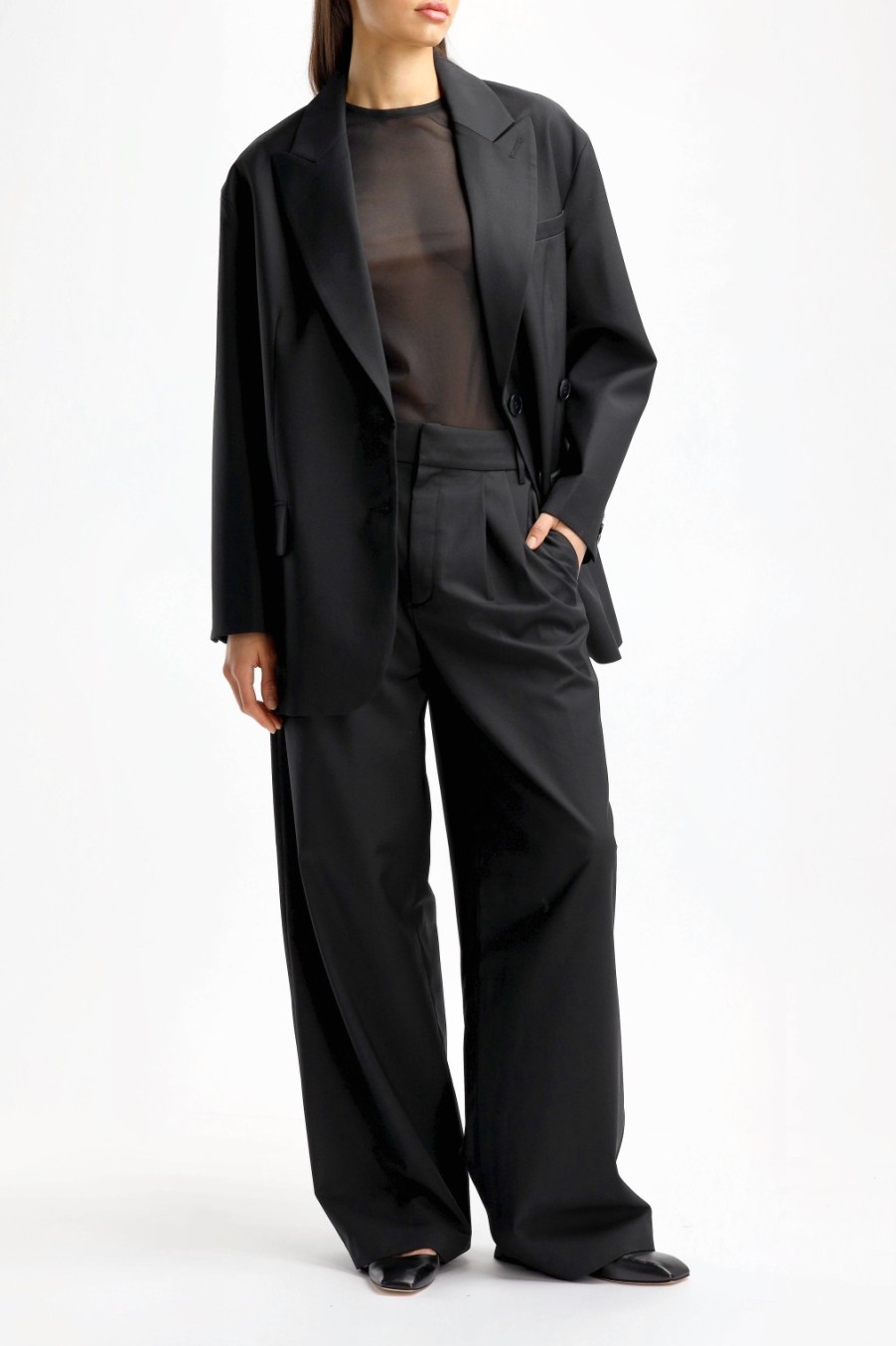 Vetements Tibi | Top Sheer Gauze En Noir