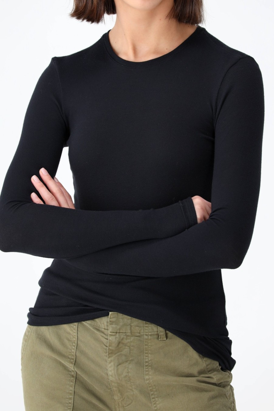Vetements Anthony Thomas Melillo | T-Shirt Long Modal Rib En Noir
