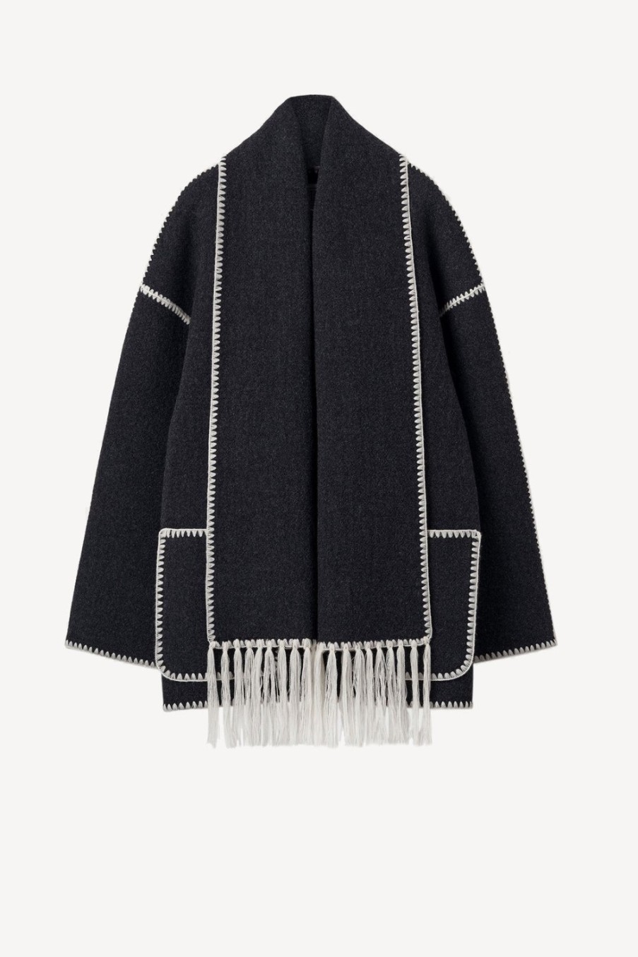 Vetements Toteme | Veste Avec Echarpe En Dark Grey Melange