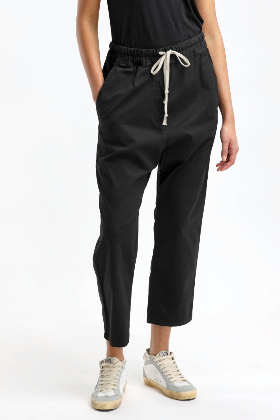 Vetements Nili Lotan | Pantalon Casablanca Drawstring En Noir De Jais